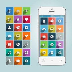 modern smartphone with apps icons on soft vector image