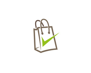 Creative abstract shopping bag check logo design vector