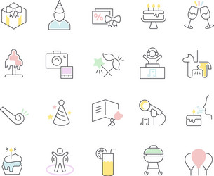 set line icons birthday vector image