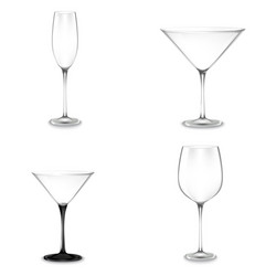 set of cocktail glasses for alcohol vector image