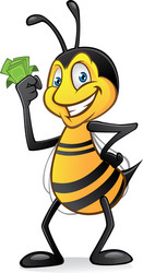 cartoon bee with money vector image