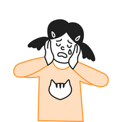 crying preteen girl touching face with hands vector image