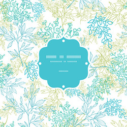 Scattered blue green branches frame seamless vector