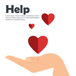 Hand with heart help vector