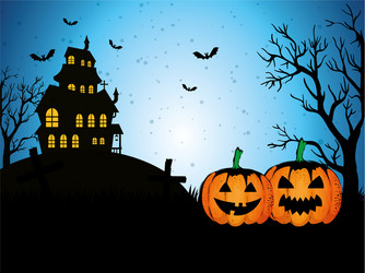 happy halloween card with enchanted castle vector image