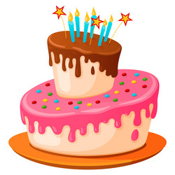 sweet birthday layer cake with melting icing vector image