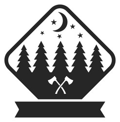 forest emblem black outdoor travel badge vector image