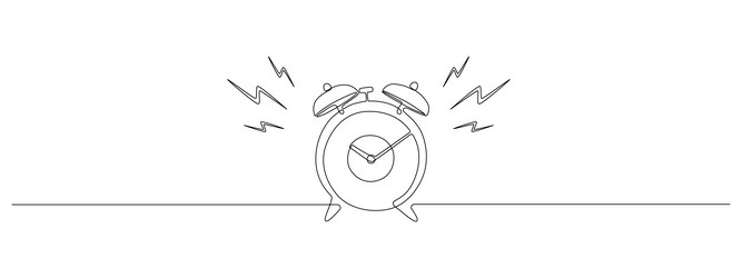 one continuous line drawing of morning alarm clock vector image