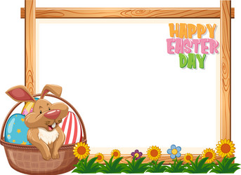 border template design with easter bunny and eggs vector image