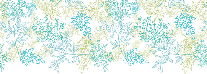 scattered blue green branches horizontal seamless vector image