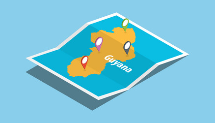 Explore guyana maps with isometric style and pin vector