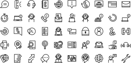 call center service business icons collection line vector image