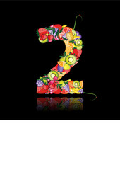 number two made from fruits vector image