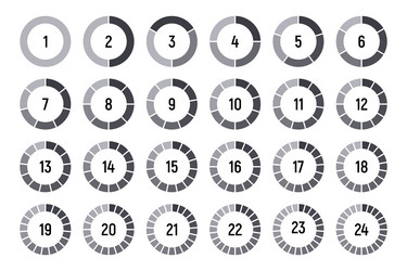 circles divided into parts from 1 to 24 black vector image