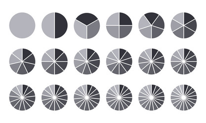 circles divided into parts from 1 to 18 black vector image