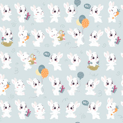 seamless pattern with cute little bunny vector image