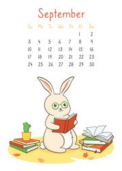 calendar 2023 rabbit page september planner vector image