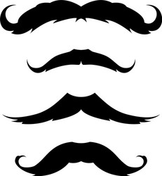 set mustache icon black and white emblem vector image