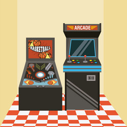 Classic arcade video game machines vector