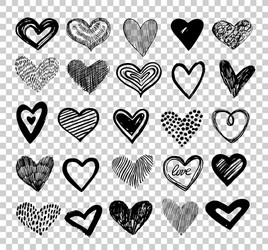 doodle hearts hand drawn love heart icons vector image