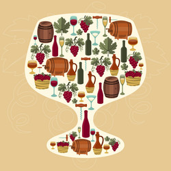 concept with objects winemaking in shape of glass vector