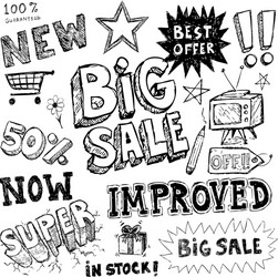 hand-drawn sale doodles vector image