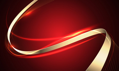 abstract gold ribbon luxury wave curve on red vector image