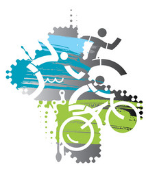 triathlon race grunge stylized vector image