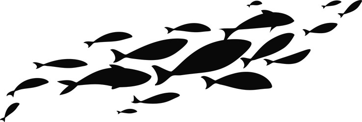 black flock fish school logo design vector image