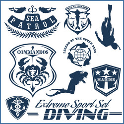 set scuba diving club and school design vector image