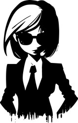 Girl boss - black and white isolated icon vector