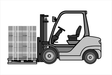 Sketch of forklift truck with boxes vector