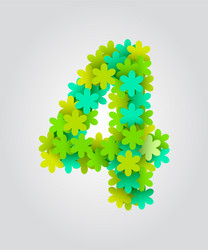 floral numbers green flowers vector image