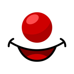 clown red nose and mouth smile face vector image