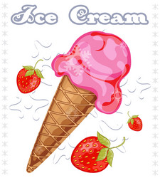 Strawberry ice cream vector