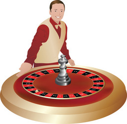 croupier with roulette wheel vector image