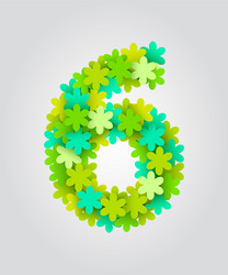 floral numbers green flowers vector image