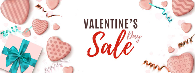 valentines day sale horizontal banner abstract vector image