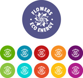 eco flower icons set color vector image