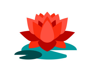 lotus flower - modern flat design style single vector image