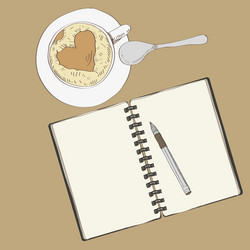 notebook and a cup of coffee vector image