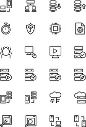 Database and server line icons 4 vector