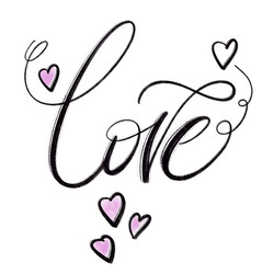 hand drawn love lettering for valentines day vector image