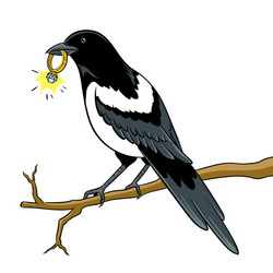 magpie bird with golden ring pop art vector image