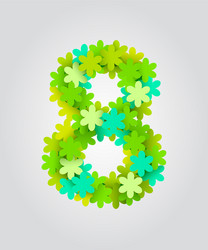 floral numbers green flowers vector image