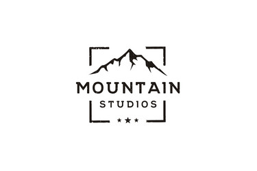 mountain landscape focus square lens frame logo vector image