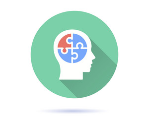 mental health icon with long shadow for graphic vector image