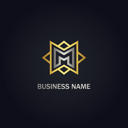 m initial star line company gold logo vector image