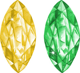 marquis cut watercolour gems set vector image