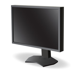 Black lcd tv monitor on white background vector